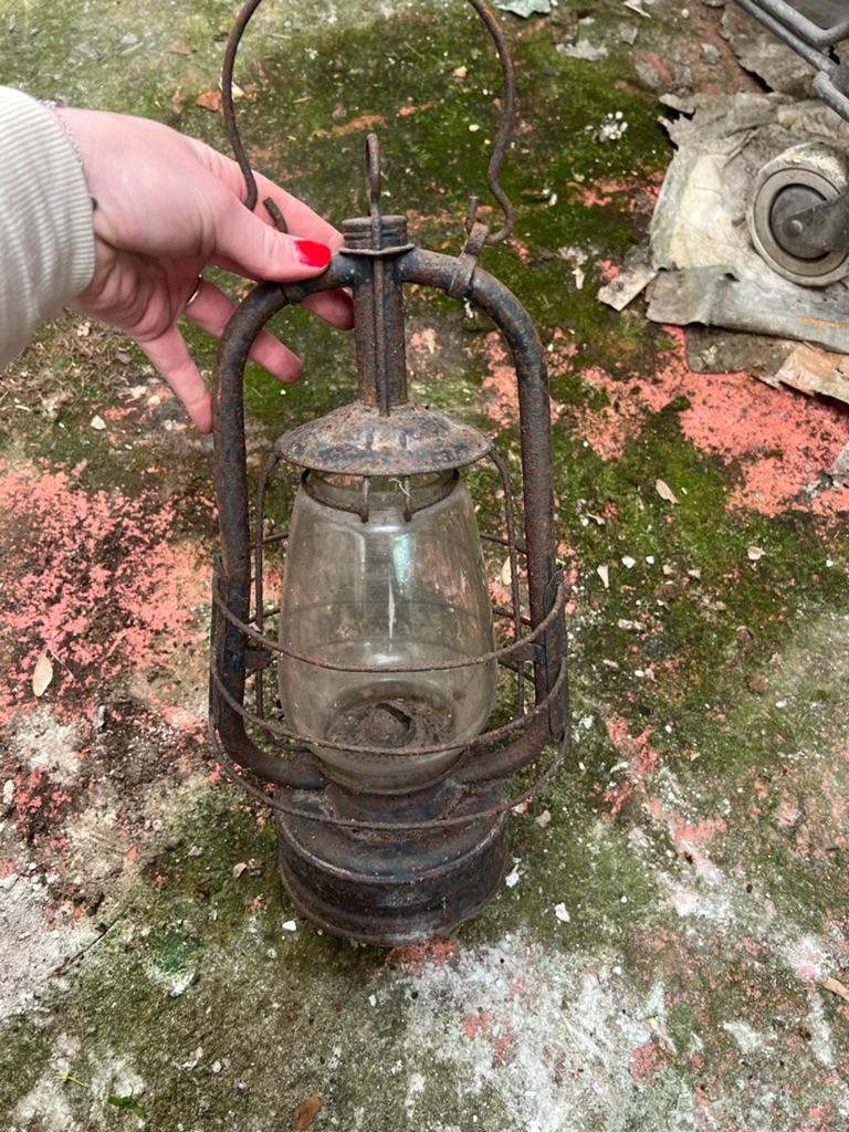 Antieke Brocante Olielamp - Rustieke Decoratie, Ophalen