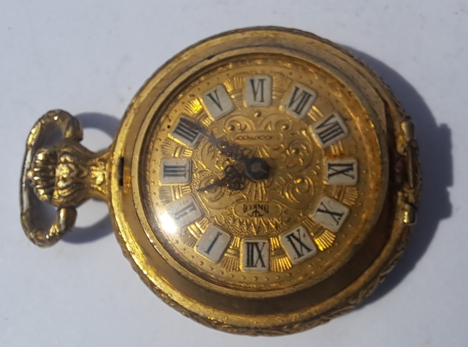 Vintage Anker Zakhorloge - Verguld met Bloemenpatroon, Overige merken, Overige materialen, Zakhorloge, Verguld