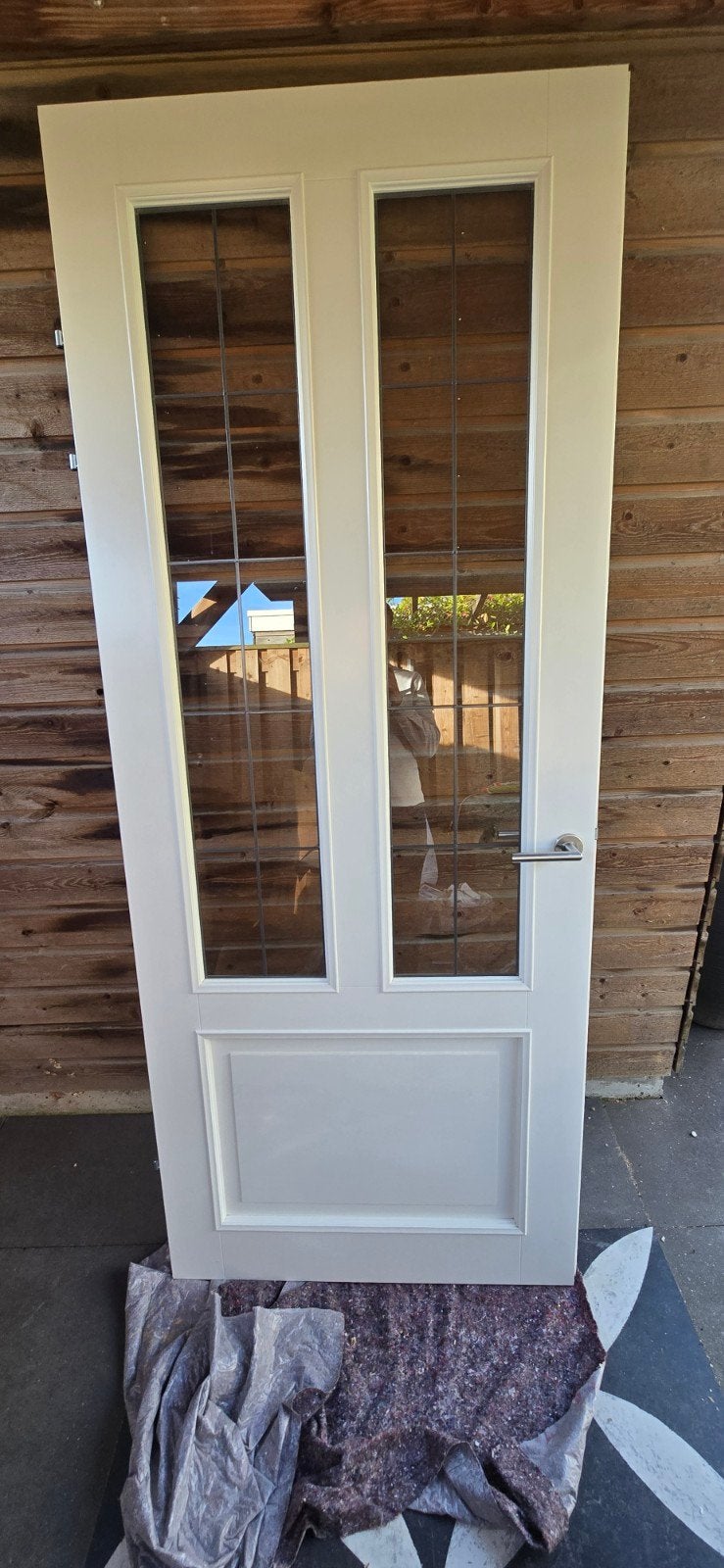 Svedex witte binnendeur met glaspanelen en deurbeslag, Ophalen, 80 tot 100 cm, 215 cm of meer, Binnendeur