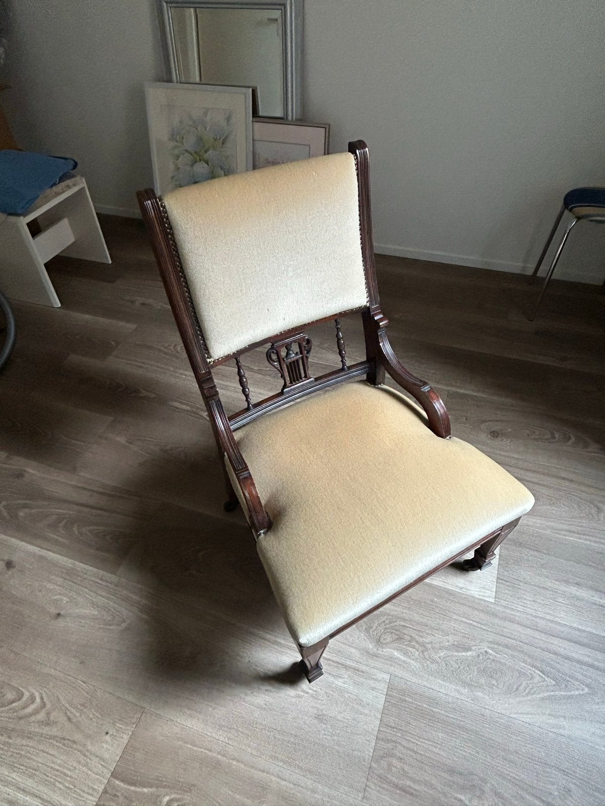 Antieke fauteuil met wieltjes, Antiek en Kunst, Antiek | Meubels | Stoelen en Banken, Ophalen