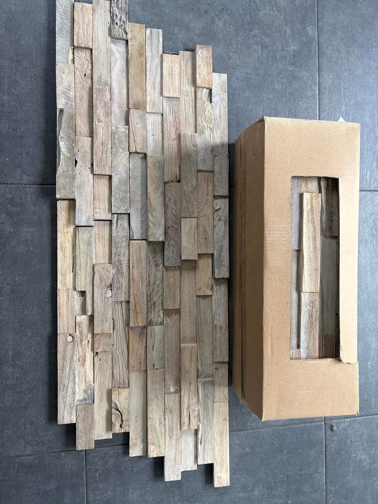 Gerecyclede 3D Houten Wandpanelen - Gun Smoke 5 m2, Doe-het-zelf en Verbouw, Ophalen, Nieuw, Hout, Minder dan 20 mm