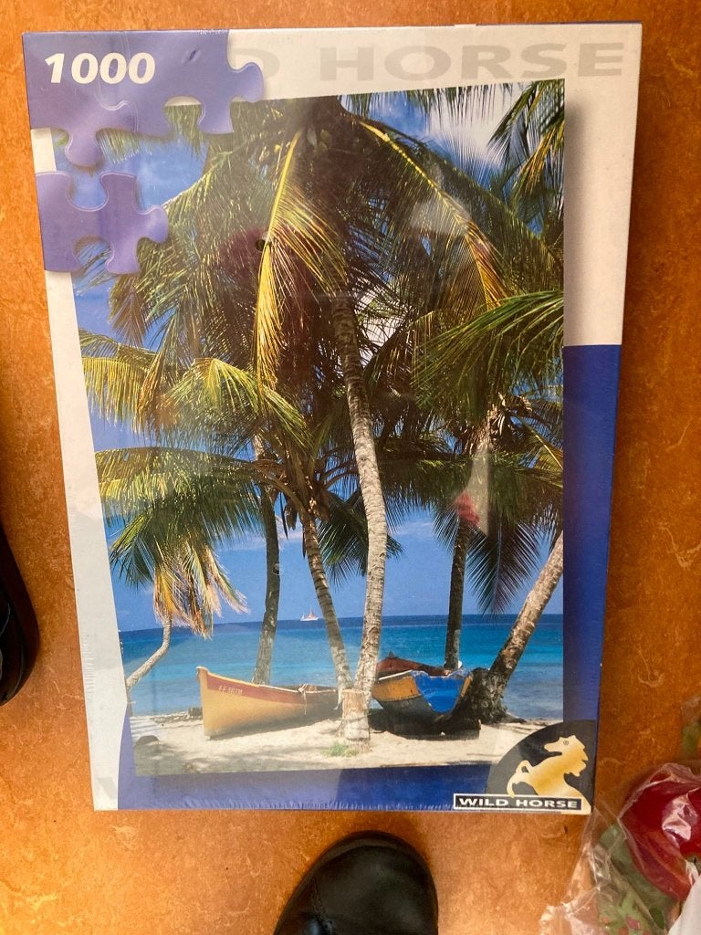 legpuzzel eilandje palmboom 1000 stukjes, Hobby en Vrije tijd, Denksport en Puzzels, Ophalen of Verzenden, 500 t/m 1500 stukjes