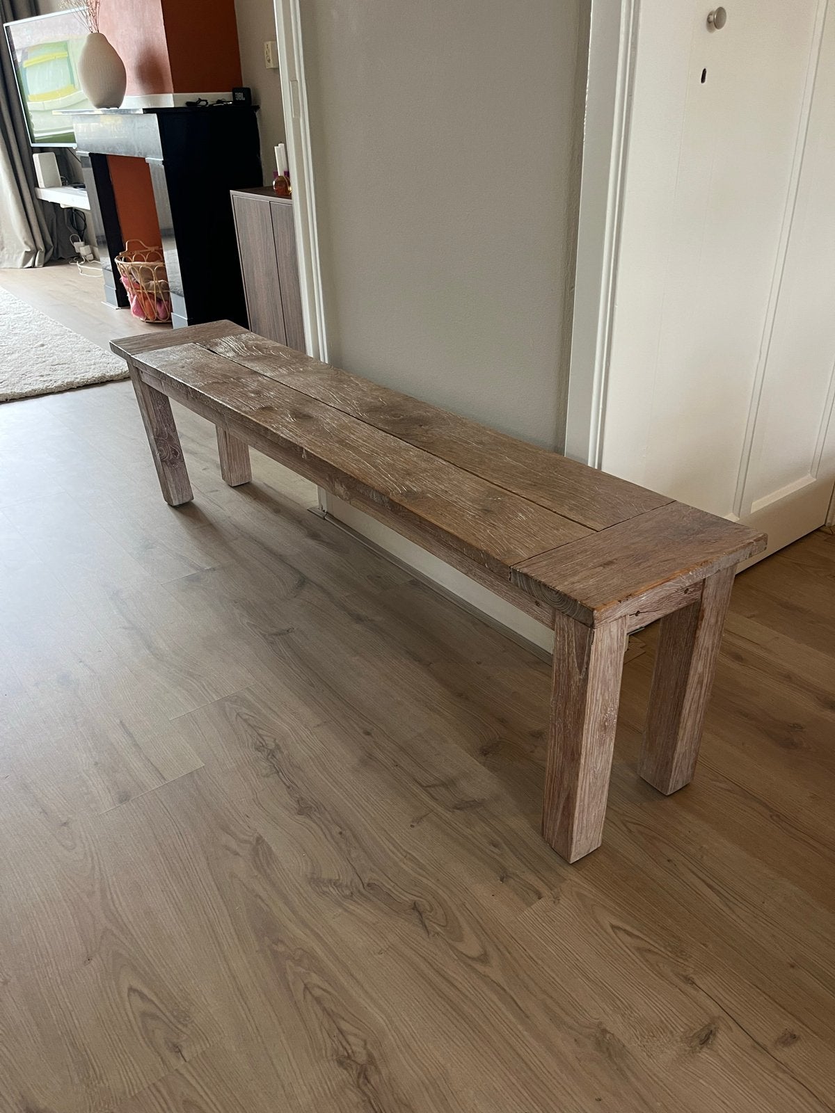Robuust Houten Bankje - 180x45x30 cm, Ophalen, Gebruikt, Bruin, Eén