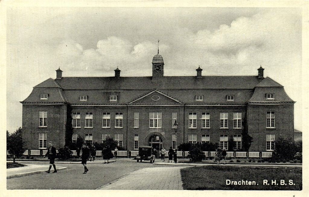 Drachten, R.H.B.S. - volk auto - 1938 gelopen, Verzenden, 1920 tot 1940, Gelopen, Friesland