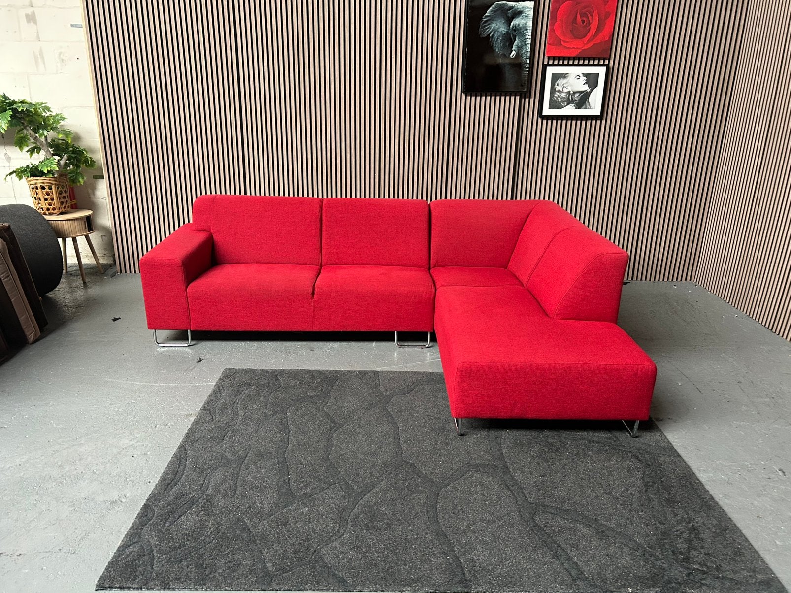 GRATIS LEVERING Hoekbank Rood 270X195 GEREINIGD, Hoekbank rood, Hoekbank, 300 cm of meer, Ophalen of Verzenden