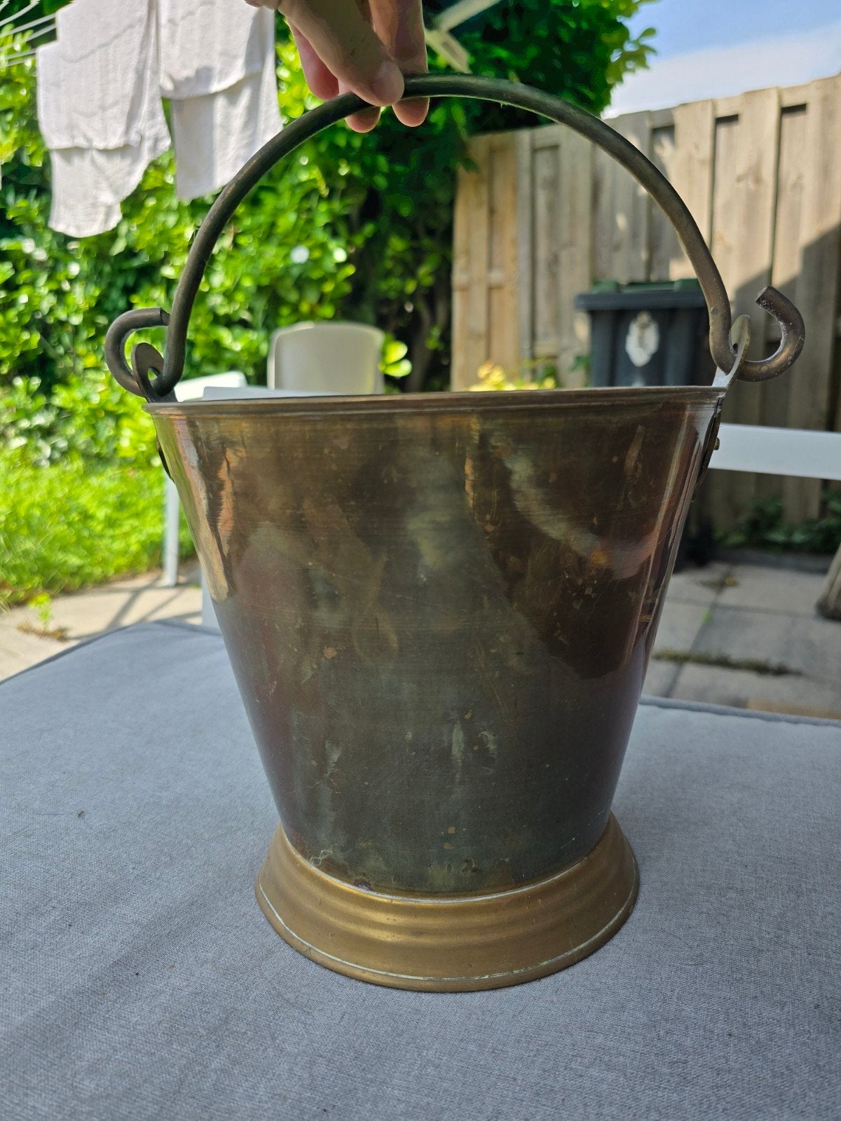 Anglo Indian Brass Bucket / Antieke Vintage bronzen emmer, Ophalen
