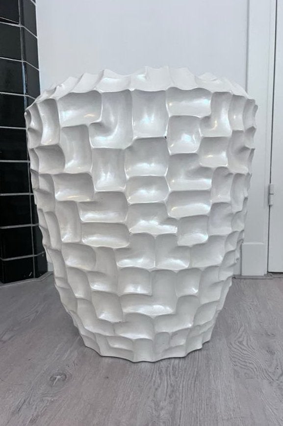 Grote lichtgewicht bloempot parelmoer polyester, Kunststof, Gebruikt, Minder dan 60 cm, Rond