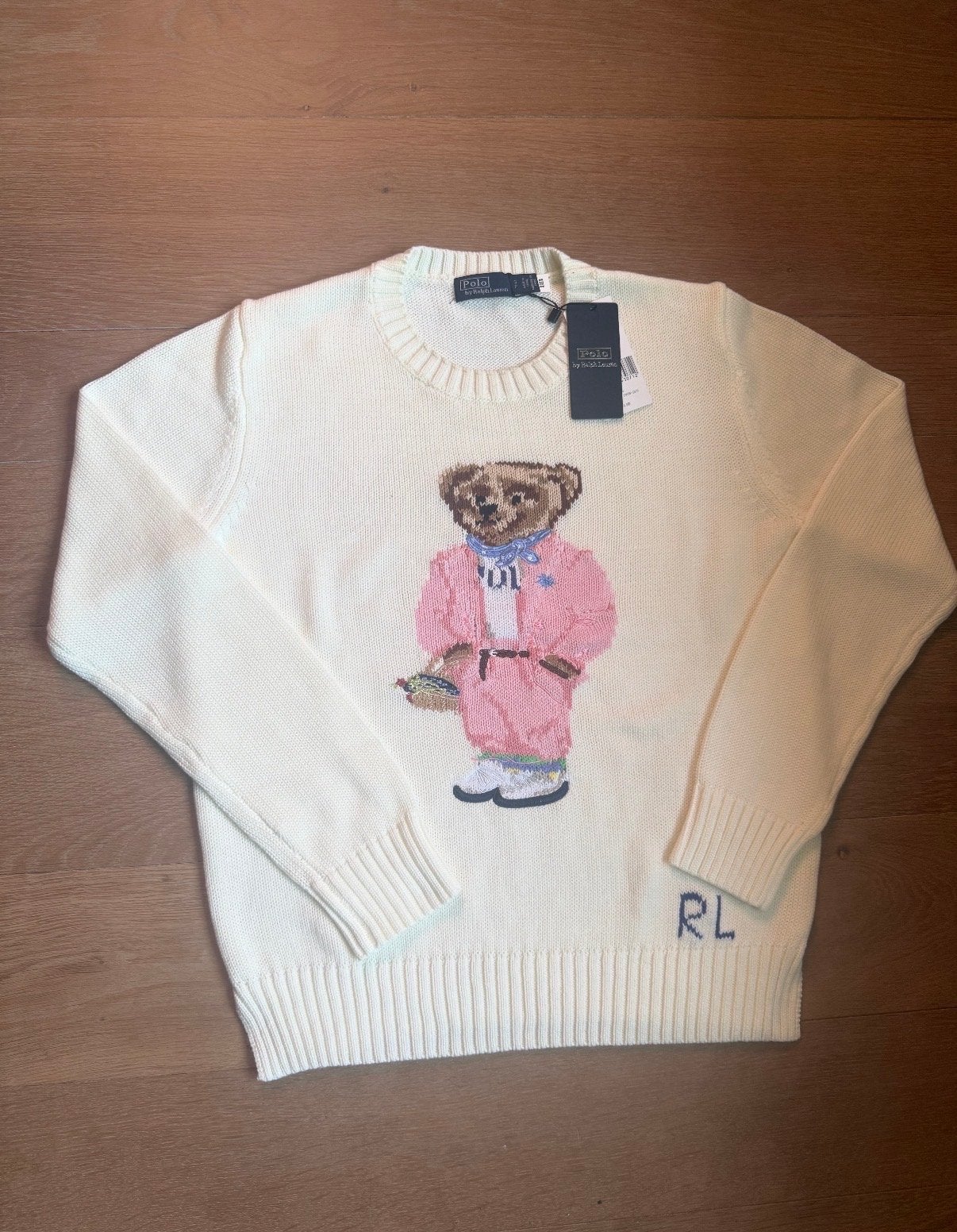 Ralph Lauren beer trui roze/wit maat S, Ophalen of Verzenden, Nieuw, Maat 46 (S) of kleiner, Wit