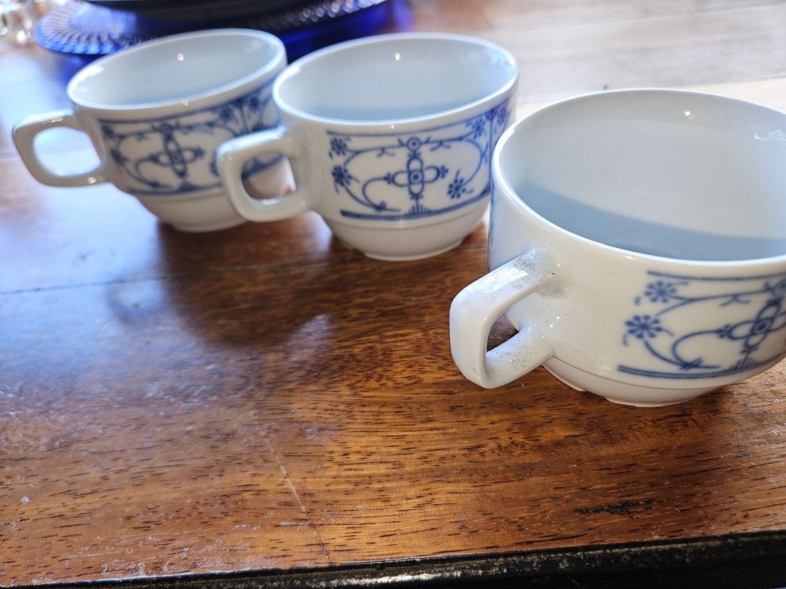 3x Bareuther Indisch Blauw kopjes - Bavaria Germany, Ophalen of Verzenden