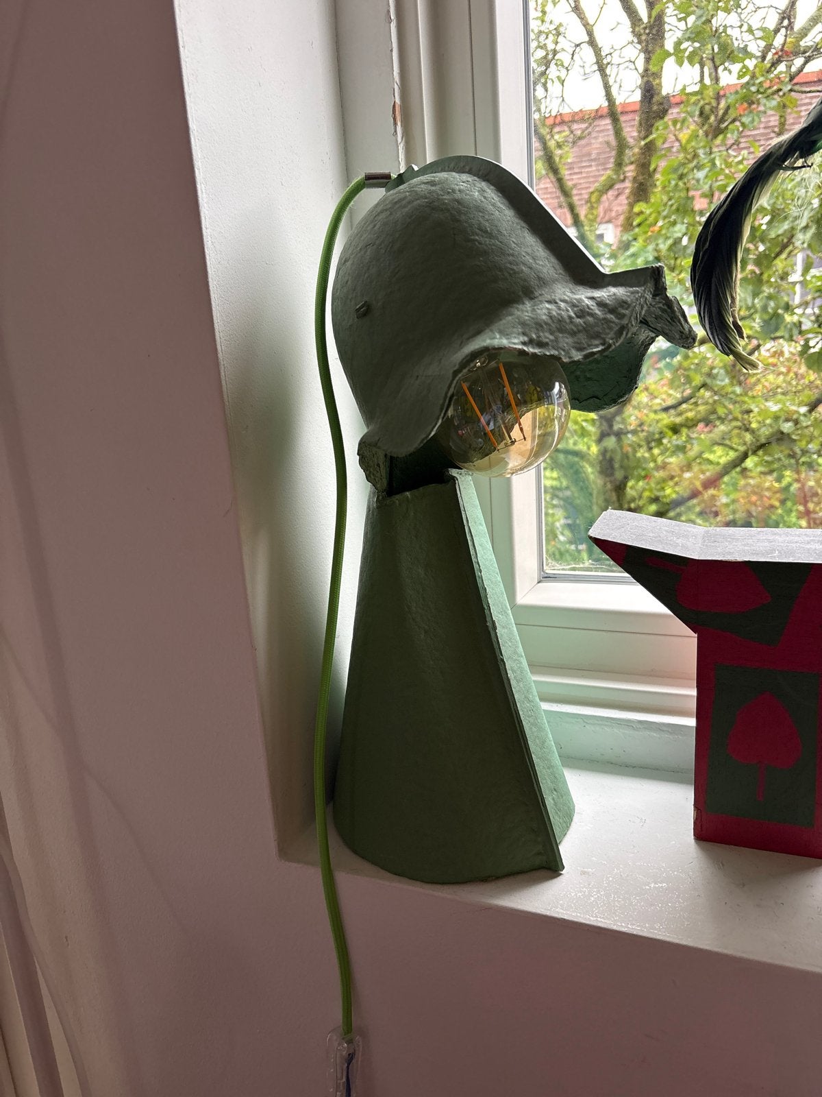 Seletti Kartonnen Tafellamp Groen - Uniek Design, Overige merken, Groen, Natuurlijk materiaal, Met stekker