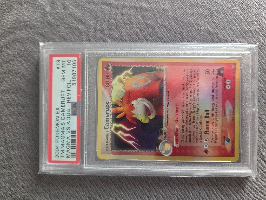 Team magma's Camerupt reverse holo 2004 psa 10 (pop 5), Ophalen of Verzenden, Nieuw
