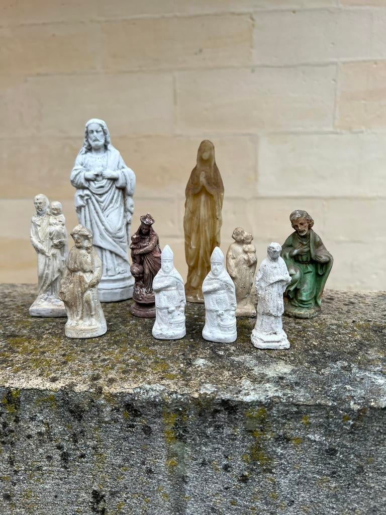 10 kleine beeldjes, diverse Heiligen, Ophalen of Verzenden
