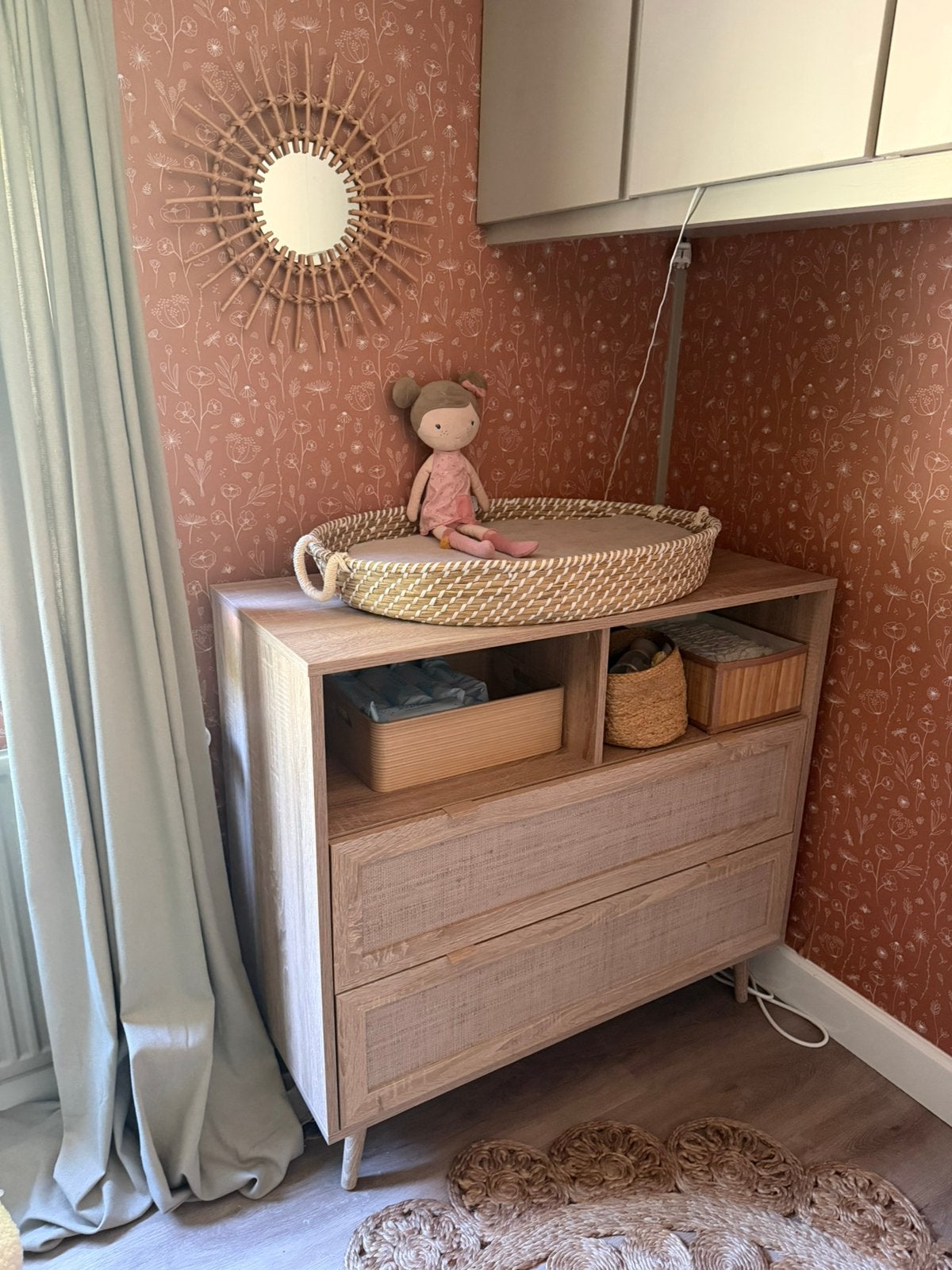 Commode Finori Bali Eiken/Riet Decor incl. Opzet, Ophalen, Voetruimte, Minder dan 50 cm, 100 cm of meer