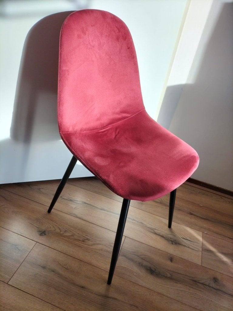 6x Rode eetkamerstoelen, Huis en Inrichting, Ophalen, Gebruikt, Metaal, Vijf, Zes of meer stoelen