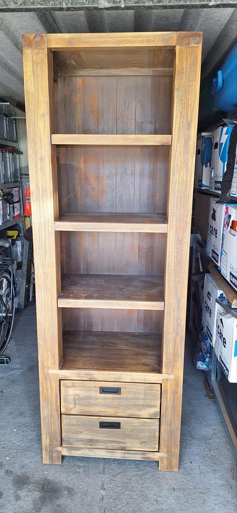 Massief houten boekenkast met lades, Ophalen, Gebruikt, 50 tot 100 cm, Met lade(s)
