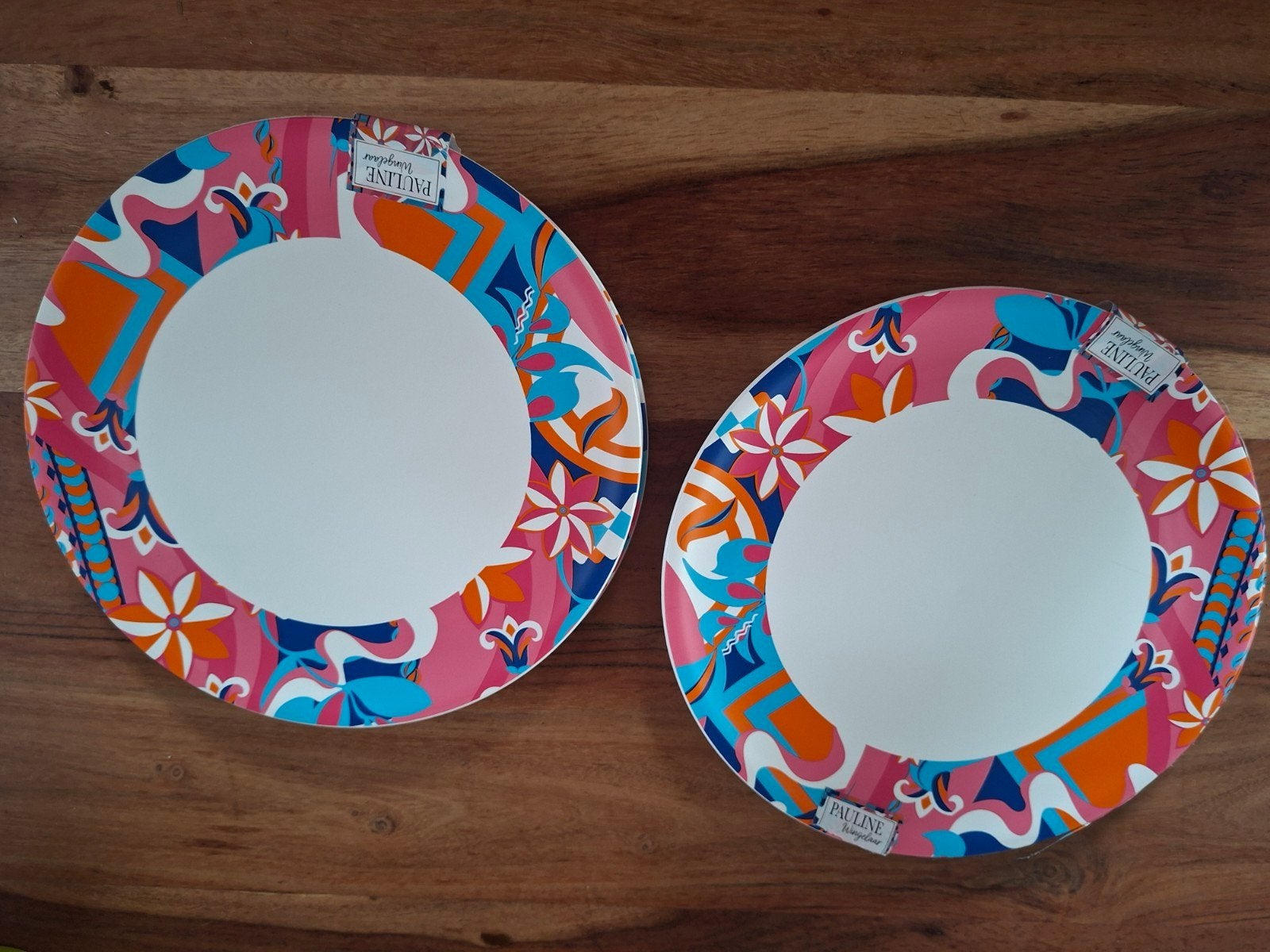 8x bord met vrolijk motief 22.5 cm stevig plastic NIEUW, Caravans en Kamperen, Ophalen of Verzenden, Nieuw