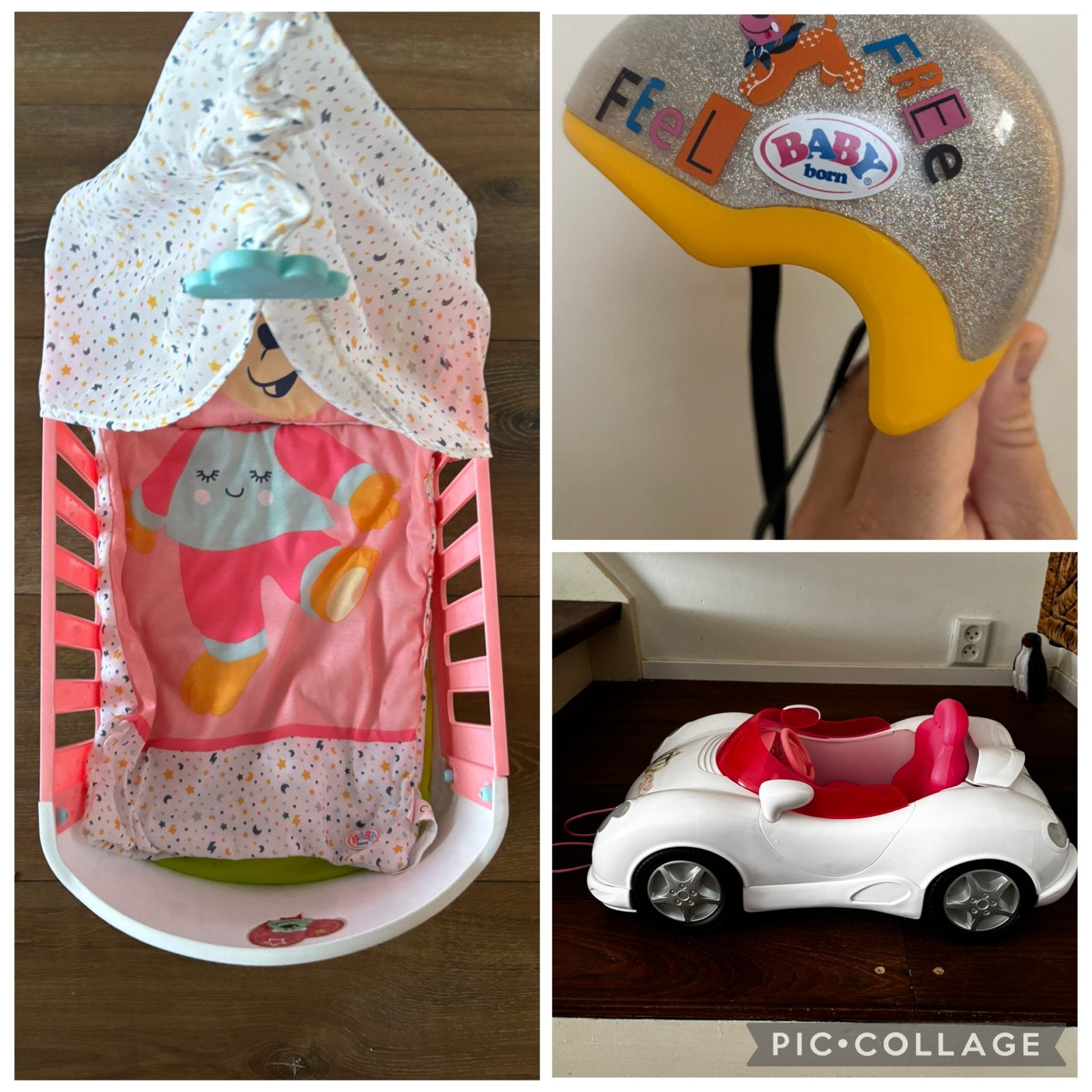 Babyborn / poppen auto, bedje en fietshelm, Kinderen en Baby's, Ophalen of Verzenden, Gebruikt, Babypop