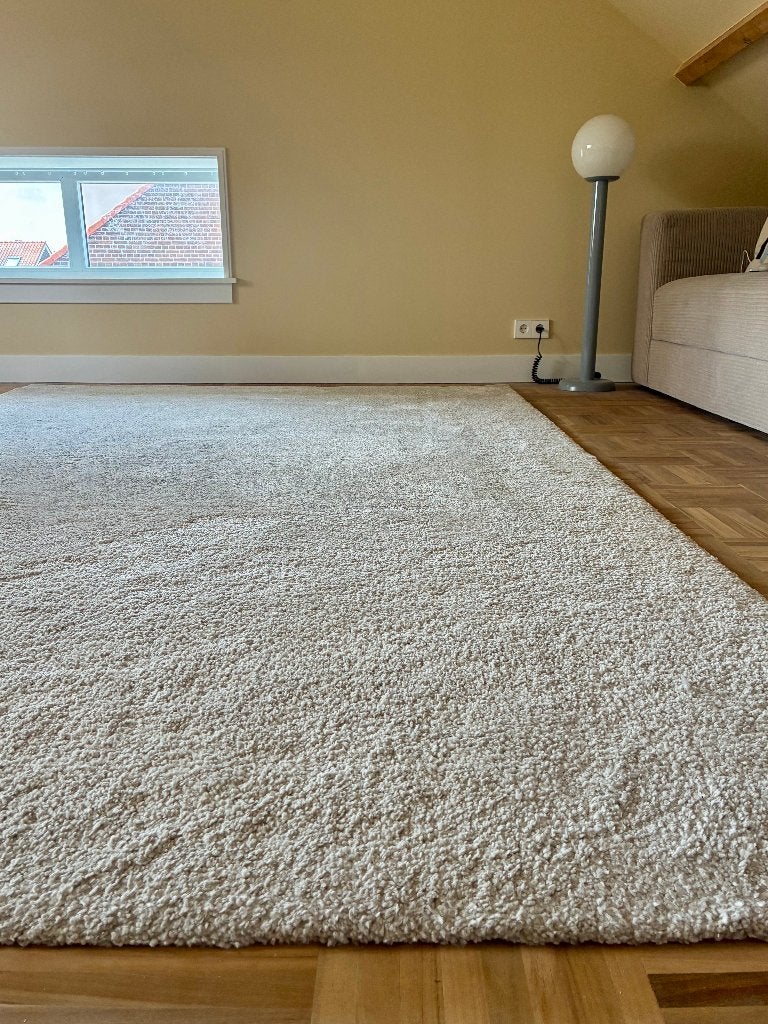 IKEA STOENSE Vloerkleed 200x300 cm, Gebroken wit, Ophalen, Crème, 200 cm of meer, Zo goed als nieuw