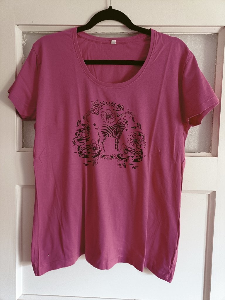 Shirt maat XXL Roze met print dames, Maat 46/48 (XL) of groter, Ophalen of Verzenden, Korte mouw, Roze