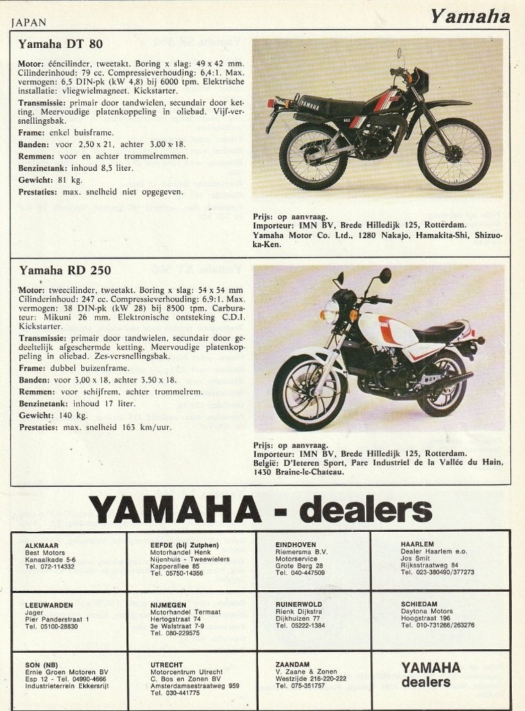 Vintage knipsel 1981 Yamaha brommers RD250 en DT80, Verzenden, Overige typen