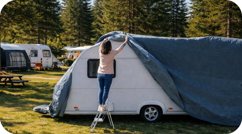 caravanhoes, Caravans en Kamperen, Caravan accessoires, Ophalen, Zo goed als nieuw