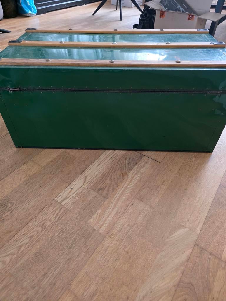 Vintage groene kist met houten accenten, Ophalen of Verzenden