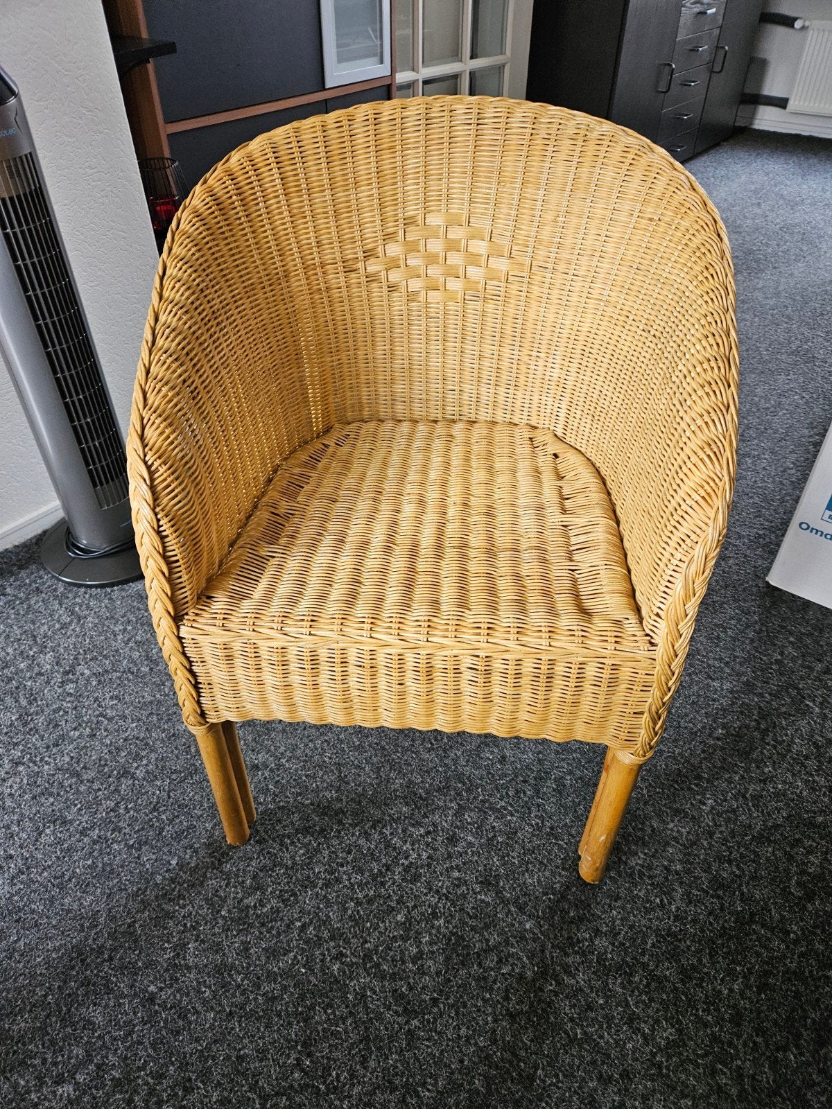 Leuk Rieten Stoeltje in Nette Staat, Tuin en Terras, Tuinstoelen, Ophalen, Gebruikt, Rotan, Stapelbaar