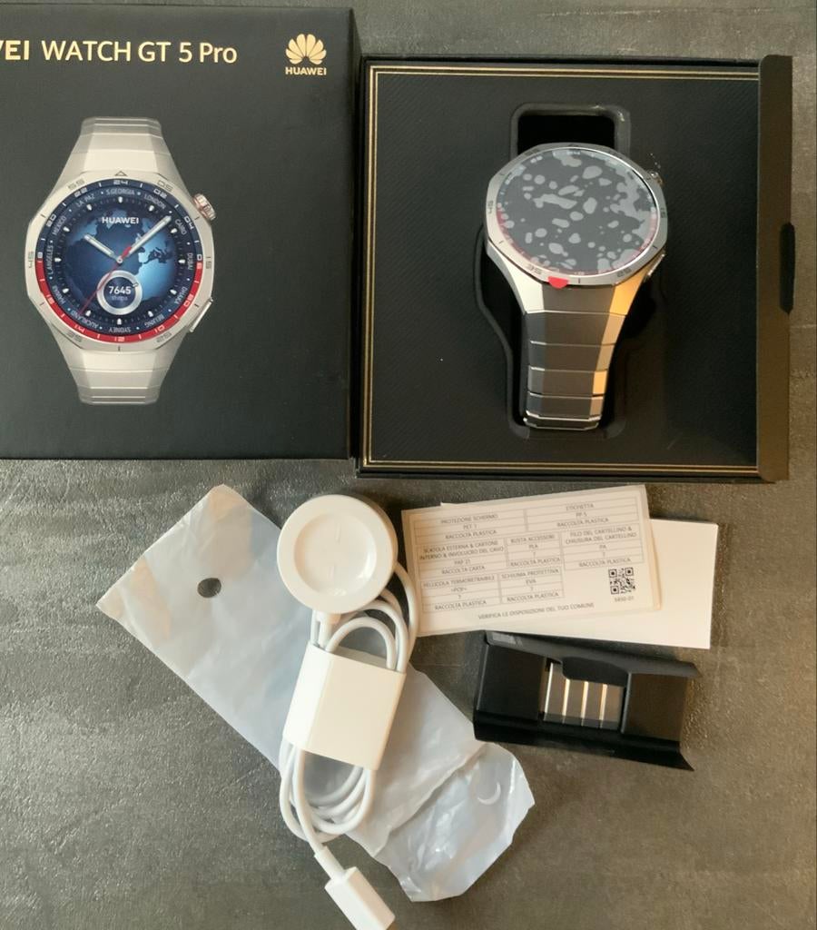 HUAWEI WATCH GT5 Pro 46mm Titanium Horlogeband, Ophalen, Nieuw, Zilver