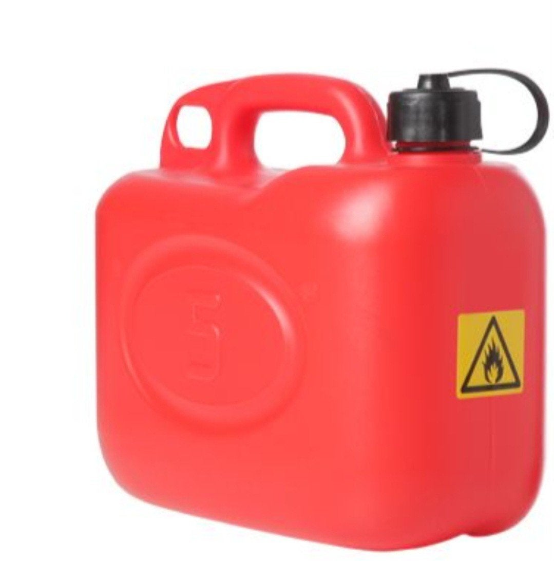 Jerrycans met E5 benzine (groot en klein), Ophalen