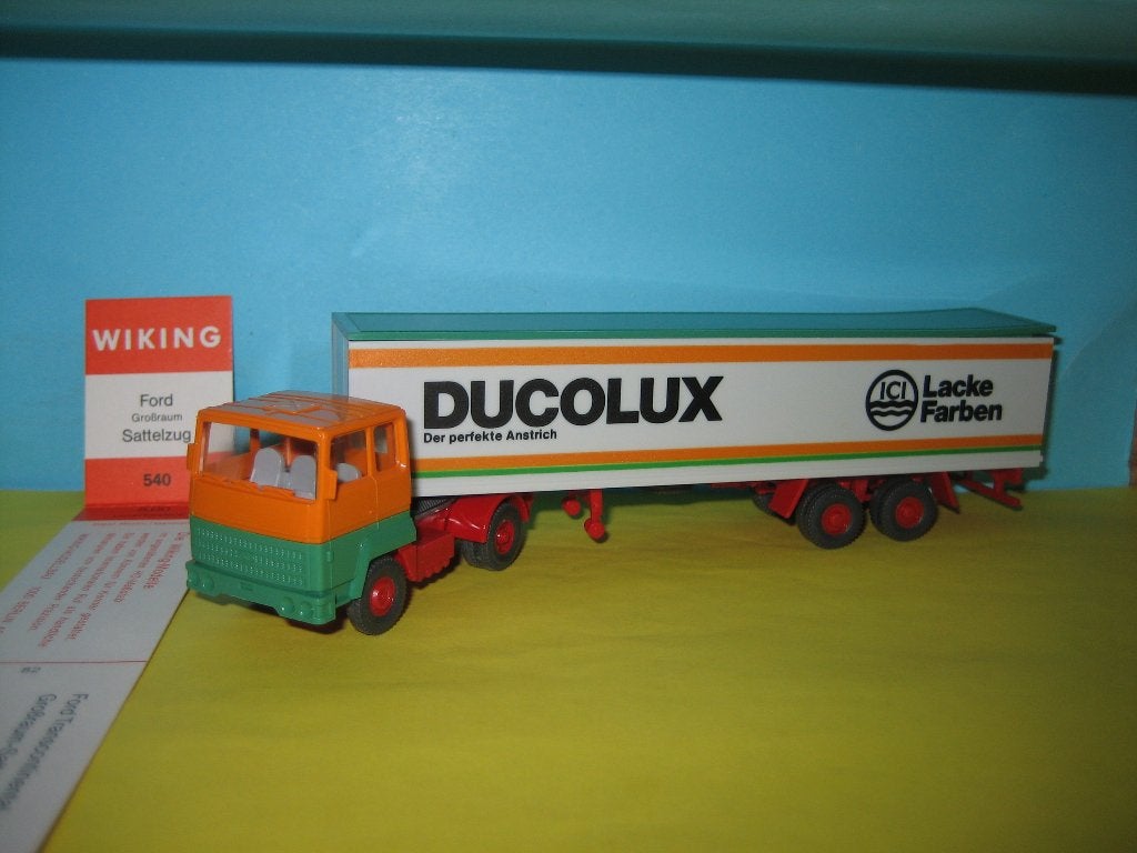 Wiking  Ducolux-ICI  FORD met oplegger, Hobby en Vrije tijd, Ophalen of Verzenden, Zo goed als nieuw, Bus of Vrachtwagen, Wiking