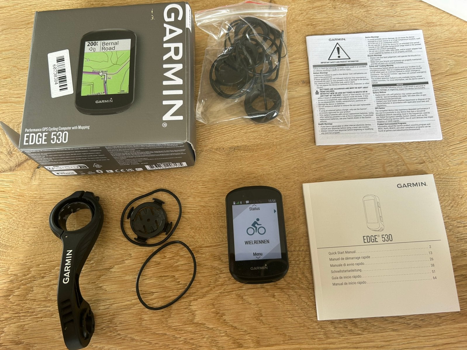 Garmin Edge 530 fietscomputer incl laadkabel en accessoires, Ophalen of Verzenden, Draadloos, Zo goed als nieuw