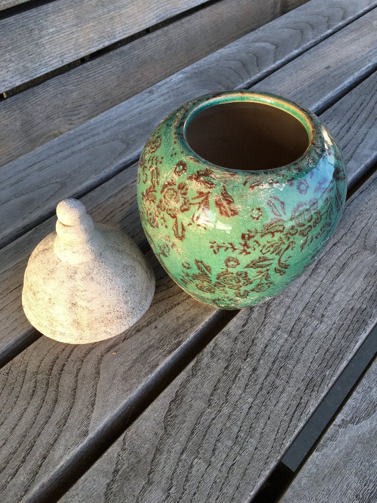 Charmante brocante vaas / pot 25 cm hoog – zo goed als nieuw, Ophalen of Verzenden