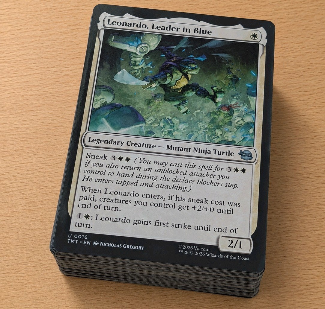 MTG Commander Deck Leonardo Leader in Blue (Ninja Turtles), Ophalen of Verzenden, Zo goed als nieuw, Speeldeck