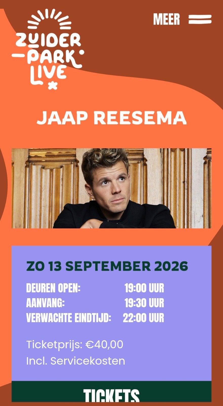 2 kaarten voor Jaap Reesema 13 september, Twee personen, September