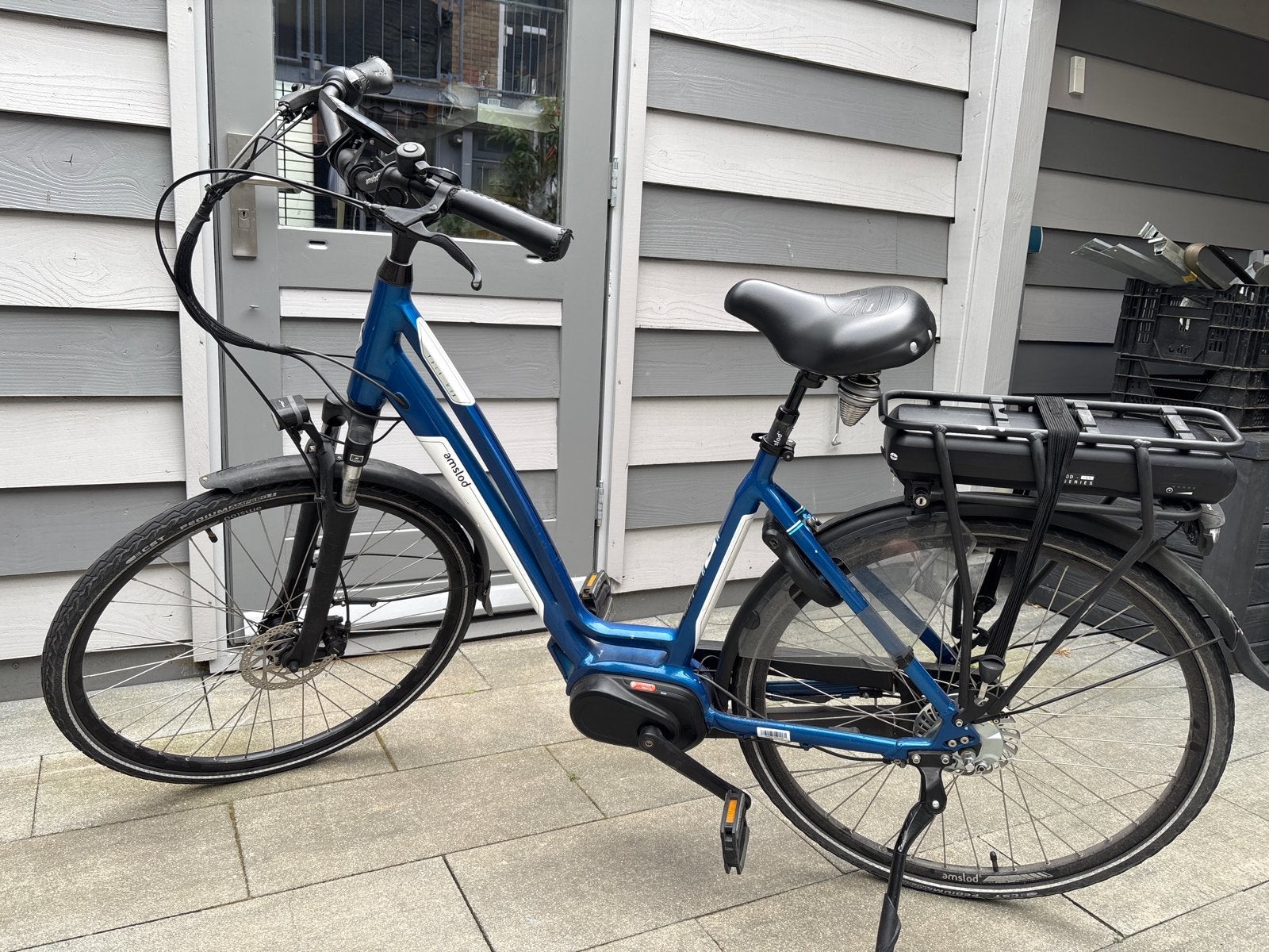 Amslod York MRX - Blauw/Wit - Goede staat, Gebruikt, 51 tot 55 cm, 50 km per accu of meer, Ophalen