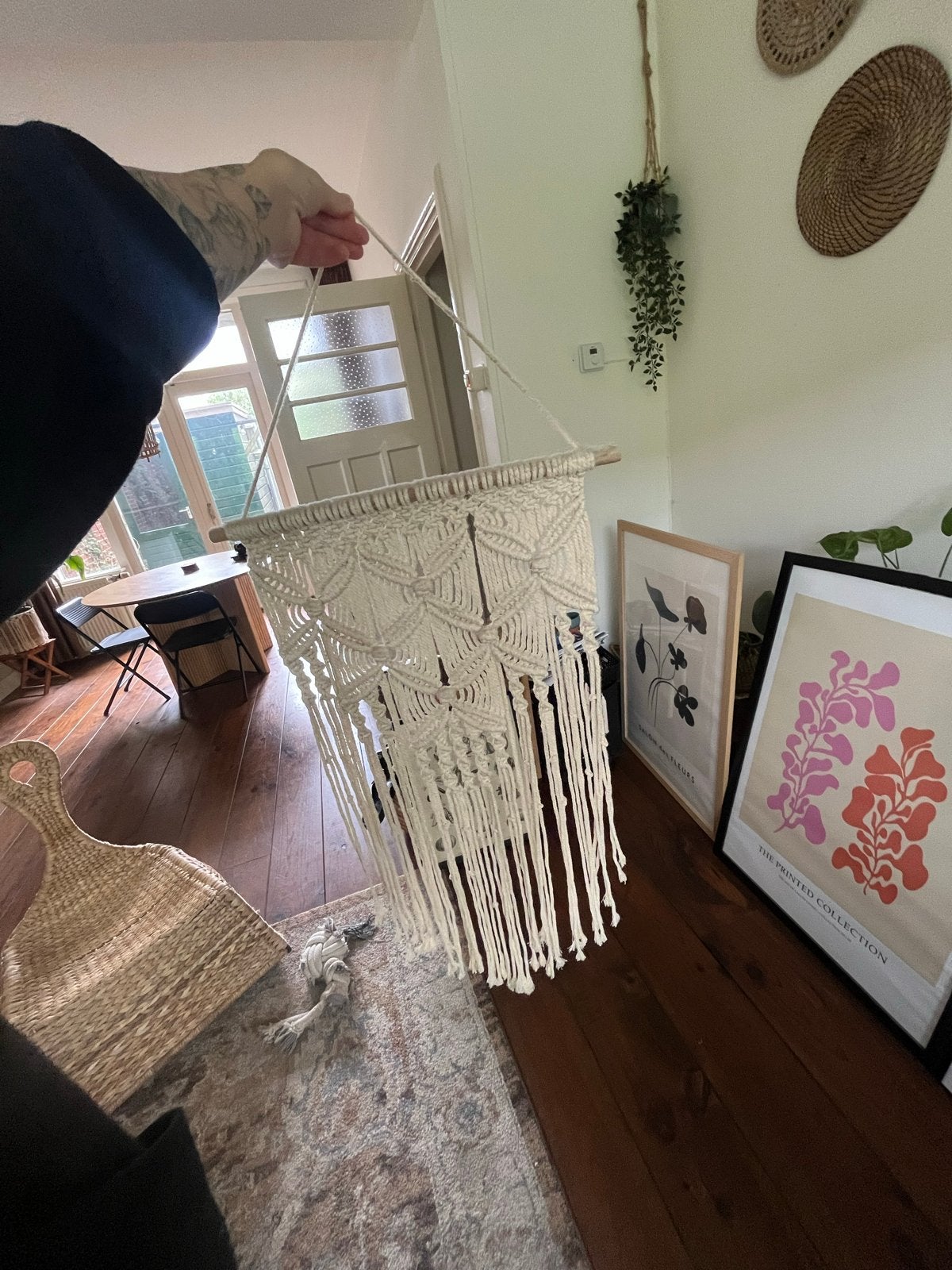 Macramé Wandhanger - Boho Stijl, Textiel, Zo goed als nieuw, Ophalen, Beige