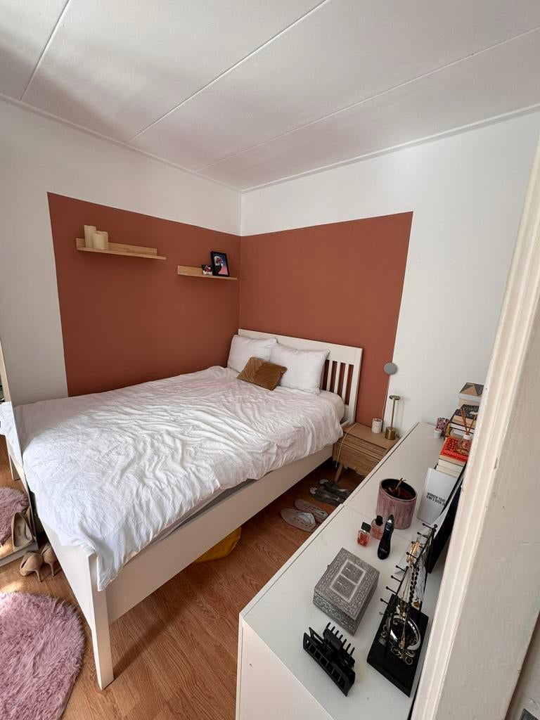 IKEA bed 140x200, Ophalen, Wit, Tweepersoons, 140 cm