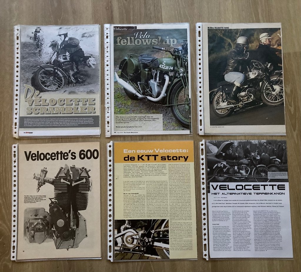 Map met documentatie over VELOCETTE  Motoren, Motoren, Verzenden, Overige merken