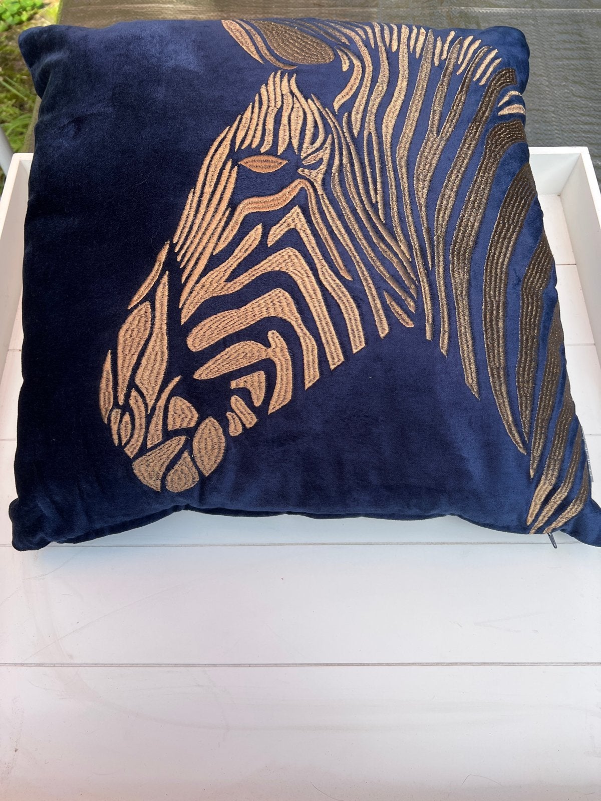 Colmore sierkussen met zebra Donkerblauw, Overige merken, Blauw, Met print, Vierkant