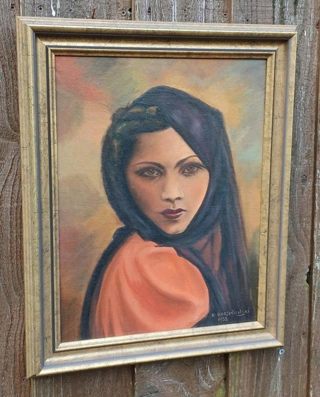 Olieverfschilderij K. Korzeniewski 1952 - Portret Vrouw, Antiek en Kunst, Kunst | Schilderijen | Klassiek, Ophalen of Verzenden