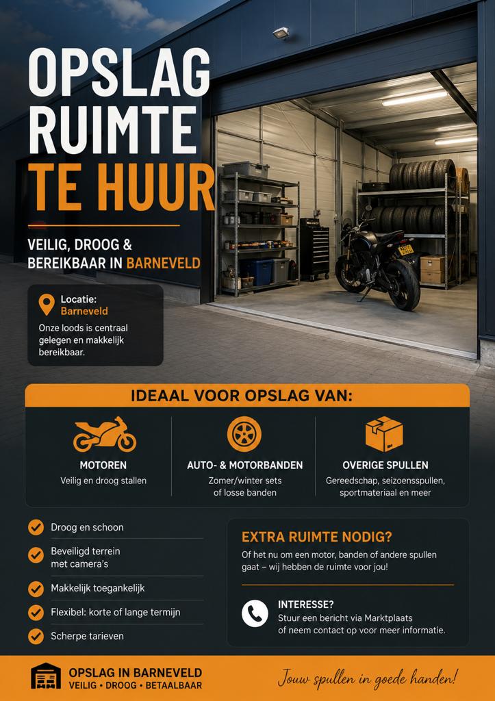 Opslagruimte te huur in Barneveld ️, Ophalen