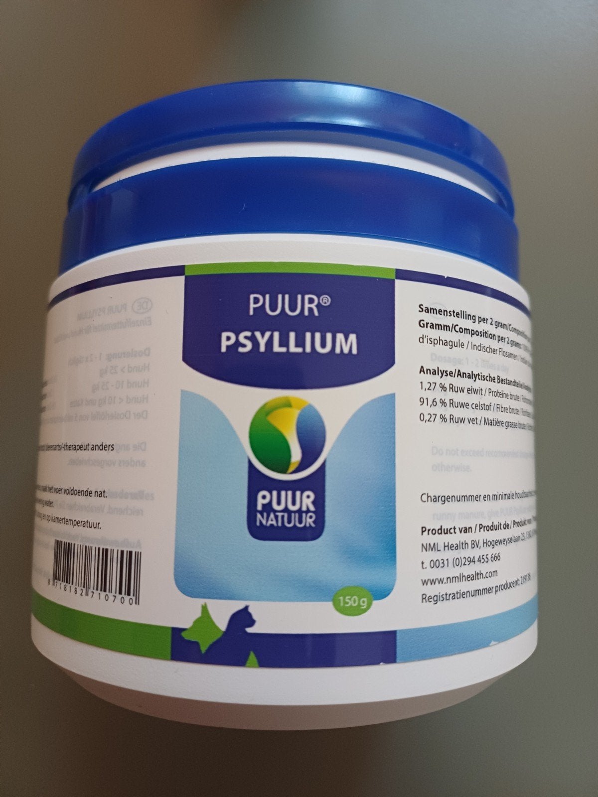 PUUR PSYLLIUM vezels, 150 g. Voor hond en kat, Ophalen of Verzenden, Kat