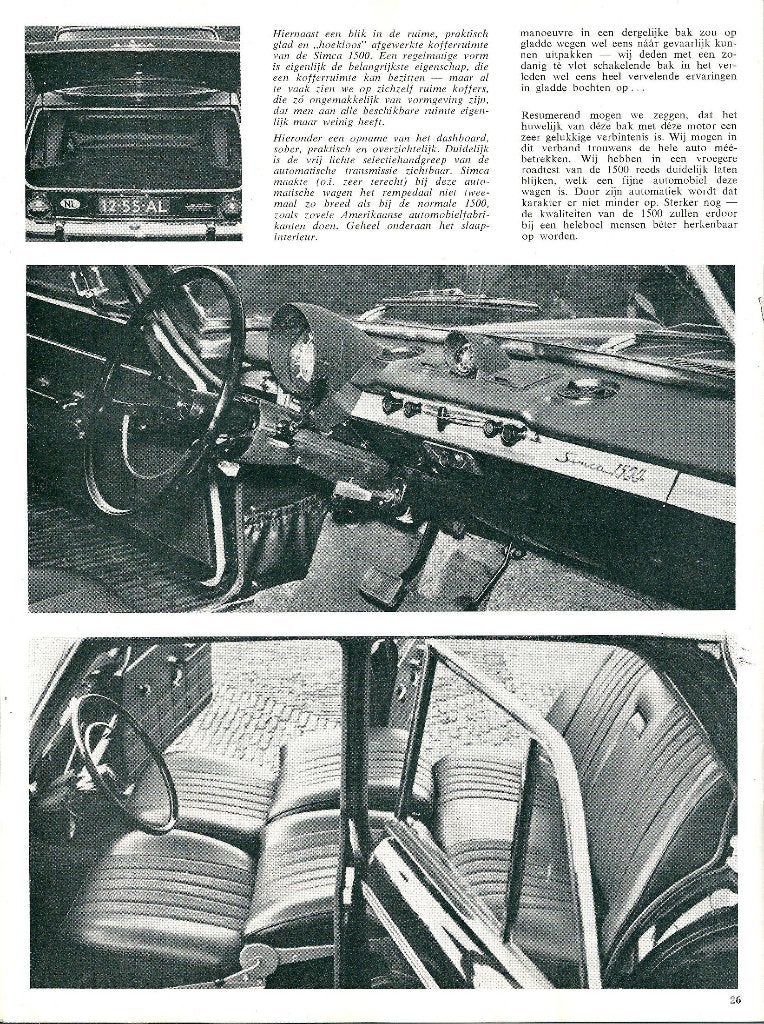 Autovisie test Simca 1500 automatique 1965, Ophalen of Verzenden, Gelezen, Overige merken