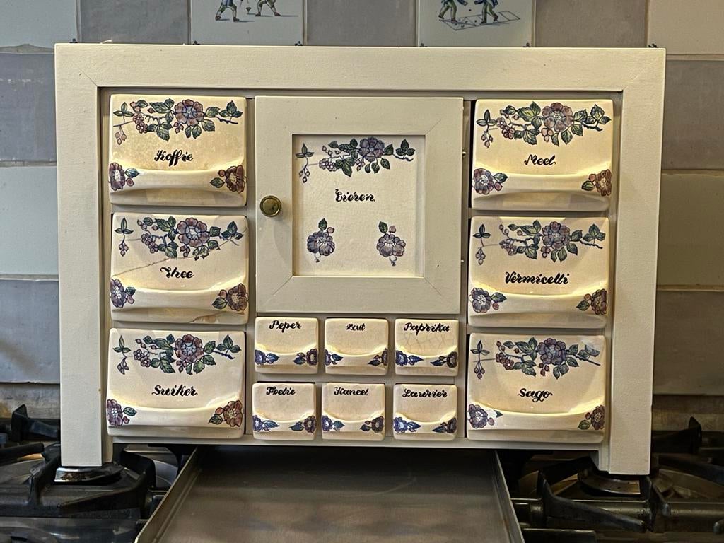 Antiek keramisch kruidenkastje - decoratie/restauratie, Antiek en Kunst, Ophalen of Verzenden