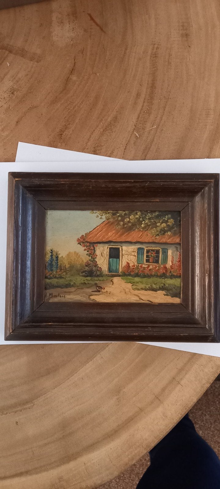 Twee charmante huisjes in landelijke stijl, olieverf, Ophalen of Verzenden