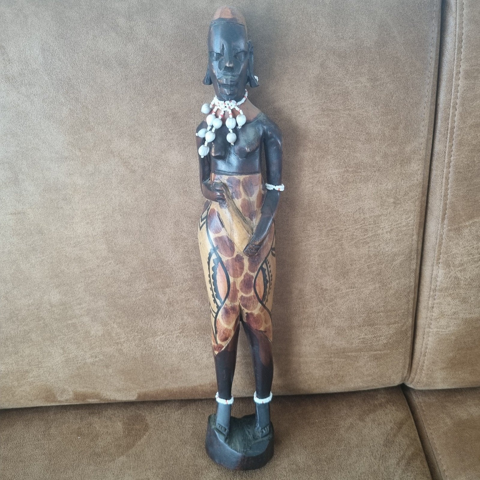 Vintage Afrikaans Houtsnijwerk Vrouw - 48cm, Houtsnijwerk, Ophalen of Verzenden, Handgemaakt, 20 - 50 cm