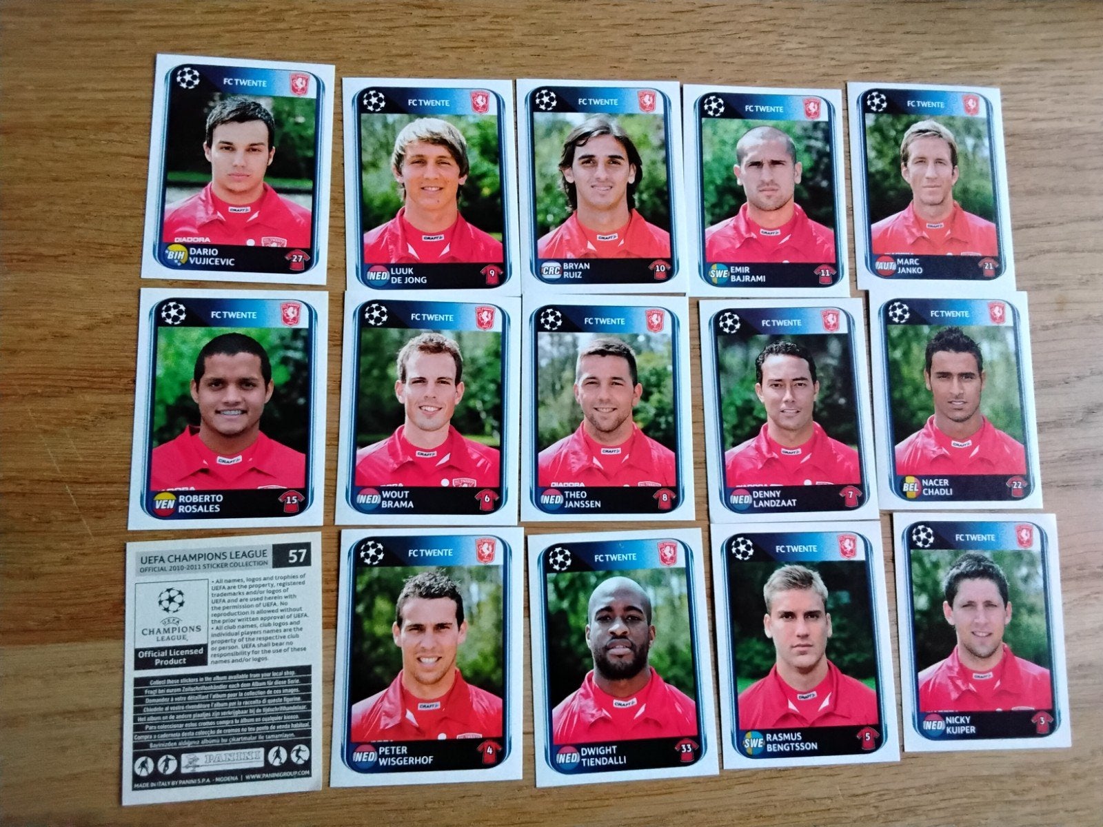 15 Panini stickers FC Twente Champions League 2010-2011, Ophalen of Verzenden, Zo goed als nieuw, F.C. Twente, Poster, Plaatje of Sticker