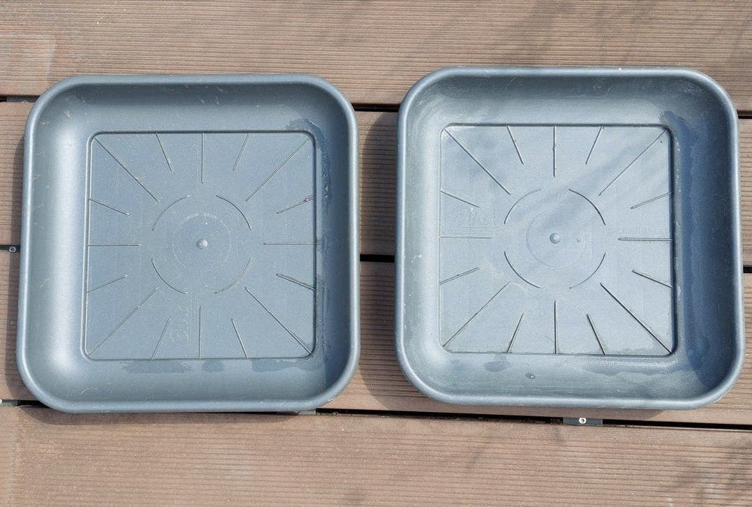 2x Elho schotel 32 cm vierkant - Antraciet, 25 tot 40 cm, Kunststof, Gebruikt, Vierkant