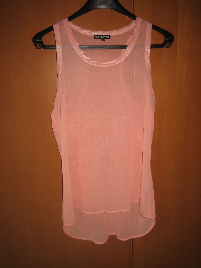 Zeer mooi zalmkleurig voile tuniekje SUPERSTAR, XS snazzeys, Verzenden, Zo goed als nieuw, Roze, Zonder mouw