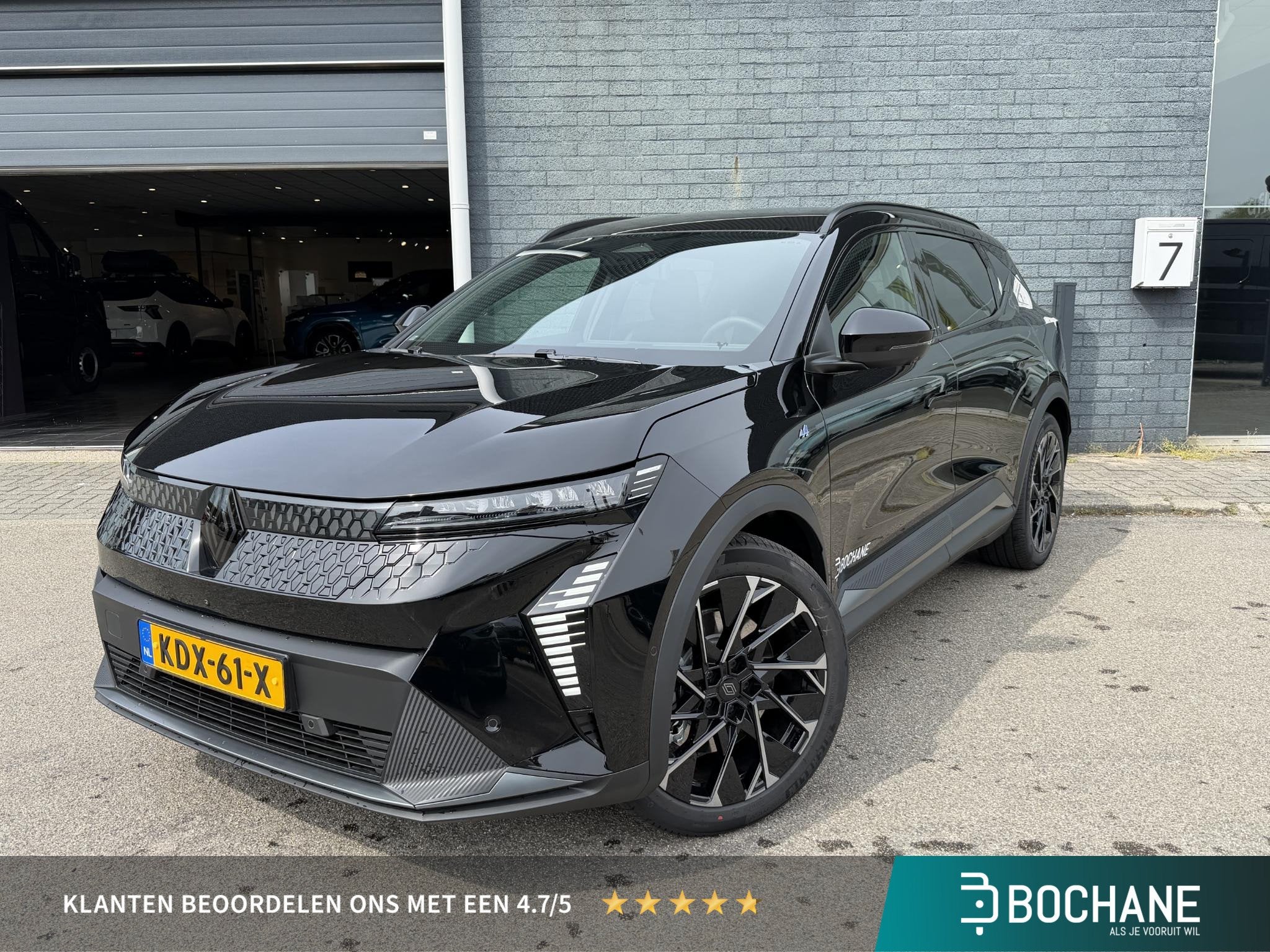 Renault Scenic E-Tech EV87 long range esprit Alpine | Demo |, Auto's, Huisgarantie, 40 min, Leder en Stof, Zwart